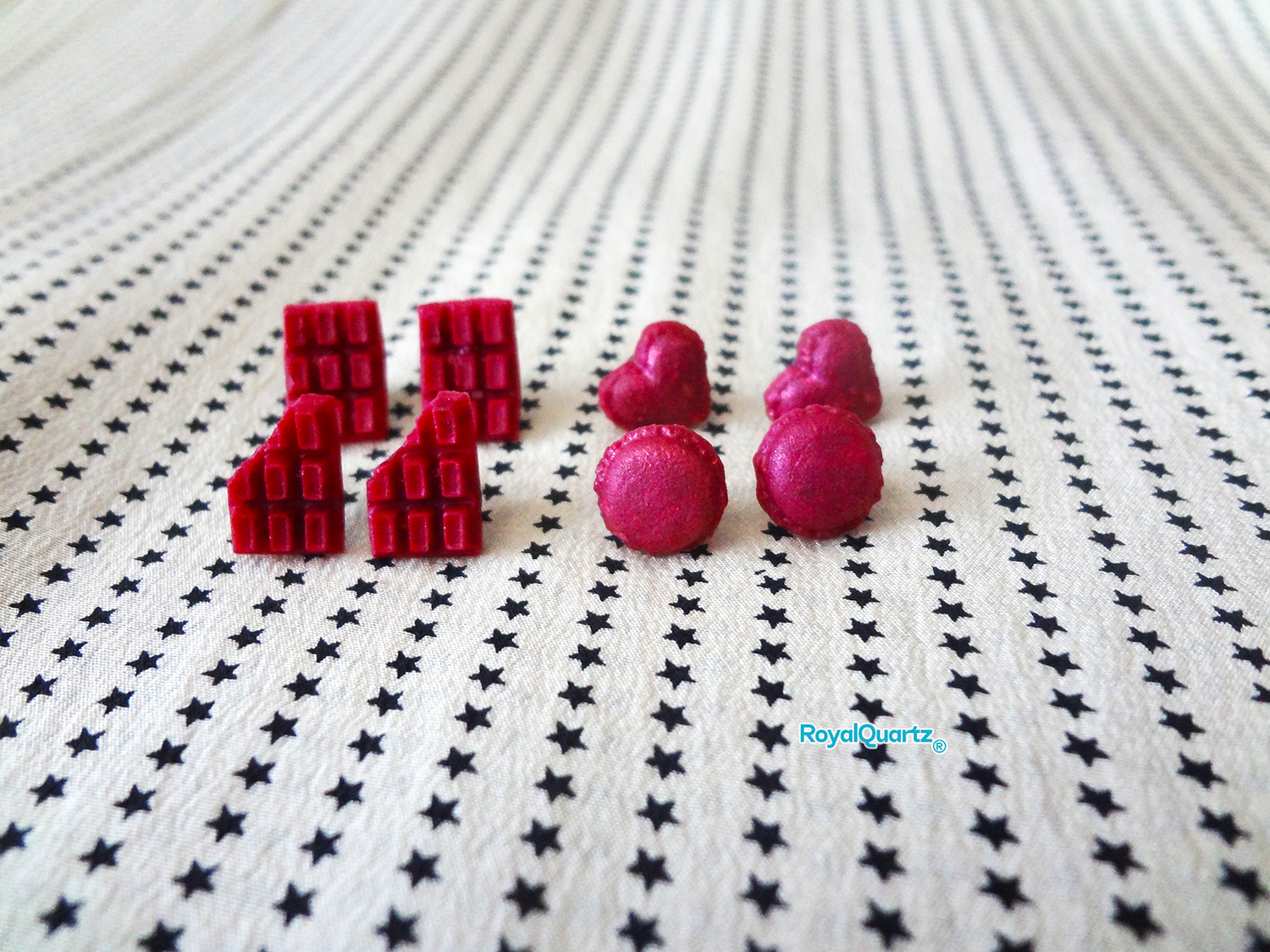 Magenta Mini Macaroon & Chocolate Bar Earrings
